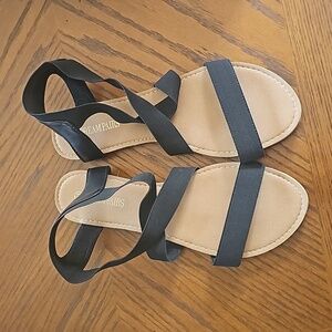 DAYDAYGO Women's Black Elastic Flat Sandals